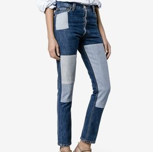 RE/Done Levi's Patchwork High Rise Slim Fit Jean